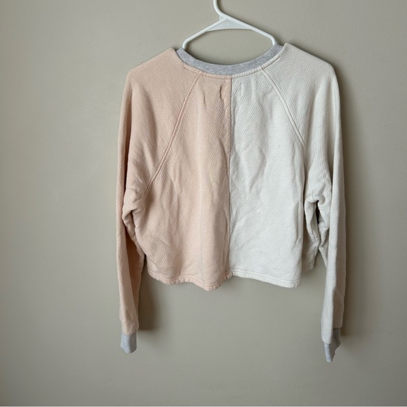Madewell MWL Airyterry Colorblock Crop Sweatshirt Peach Cream Size Medium - Picture 8 of 9